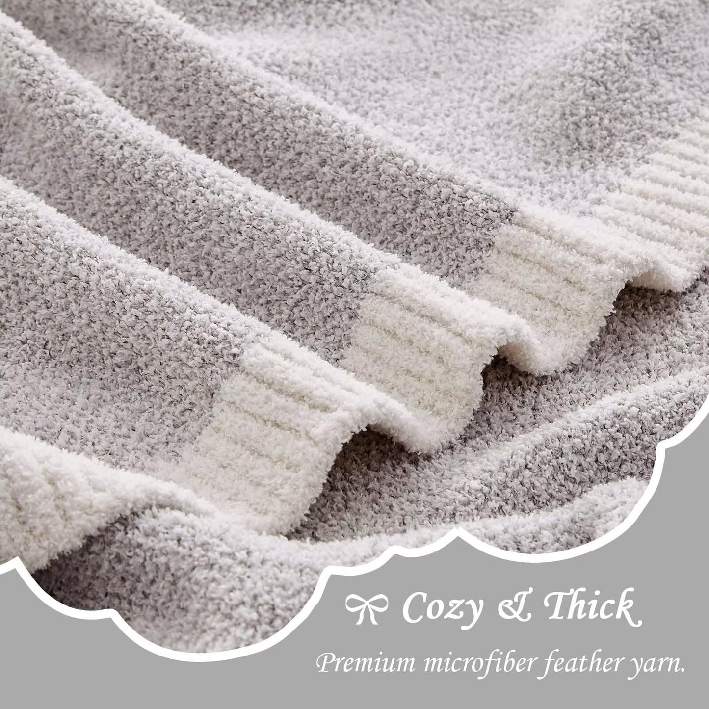 XIBLC Light Grey Throw Blanket for Couch, Soft Fluffy Reversible Super Cozy Knitted Blankets Fluffy Warm Throws Fuzzy Plush Lightweight Throw Blankets for Sofa, Bed, Living Room 60 x 80 Inch