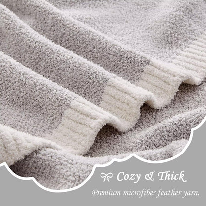 XIBLC Light Grey Throw Blanket for Couch, Soft Fluffy Reversible Super Cozy Knitted Blankets Fluffy Warm Throws Fuzzy Plush Lightweight Throw Blankets for Sofa, Bed, Living Room 60 x 80 Inch