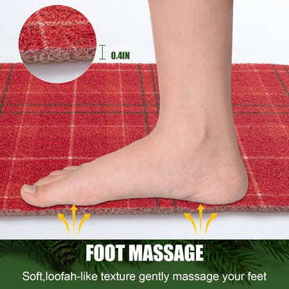 Hargiis Christmas Non-Slip Bathtub Mat, Anti Slip Shower Mat, Fast Drying Bathtub Mats, Foot Scrubber Mat, Anti Slip Mat for Tub, Floor, Bathroom, Kitchen, Home, Hotel (Holiday Plaid, 40"x16")