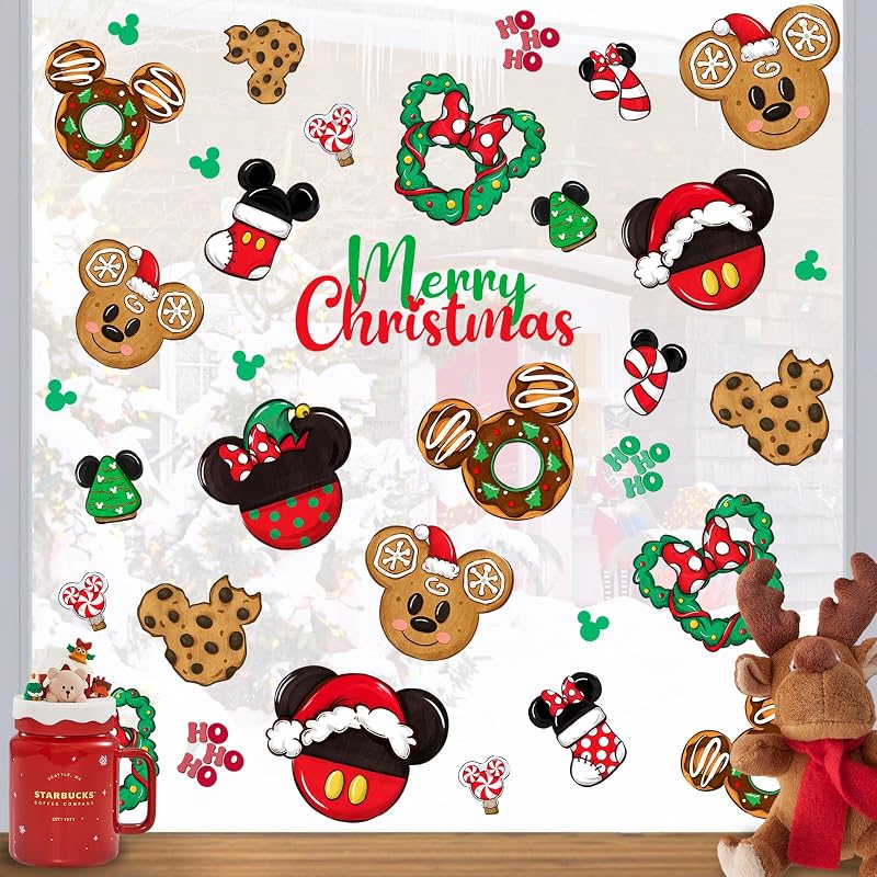 Mfault Merry Christmas Window Clings 9 Sheets - Christmas Cookie Variation