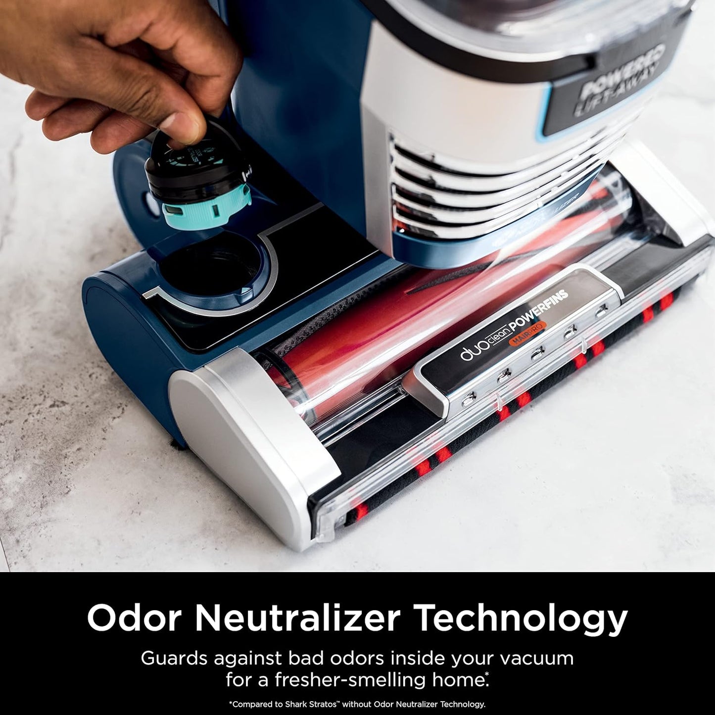 Shark AZ3002 Stratos Upright Vacuum - DuoClean PowerFins & HairPro Technology, Navy (Renewed)