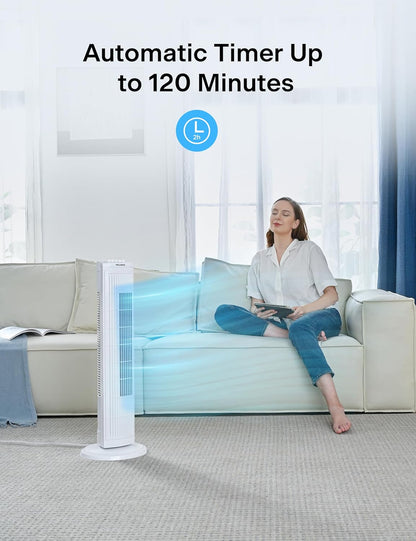 PELONIS 30-Inch Oscillating Tower Fan - 3 Speed Settings & Auto-Off Timer | Stylish White Design