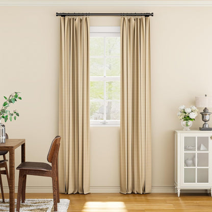 YaFex Heavy Duty Curtain Rods - Adjustable 32-60 Inch Black Window Treatment Rods with Aluminum Finials