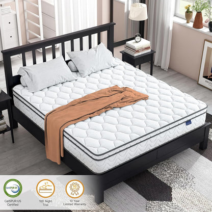 Vesgantti Twin Size Mattress - 12 Inch Fiberglass-Free Hybrid | Cool Sleep Memory Foam & Pocket Springs, Medium Firm