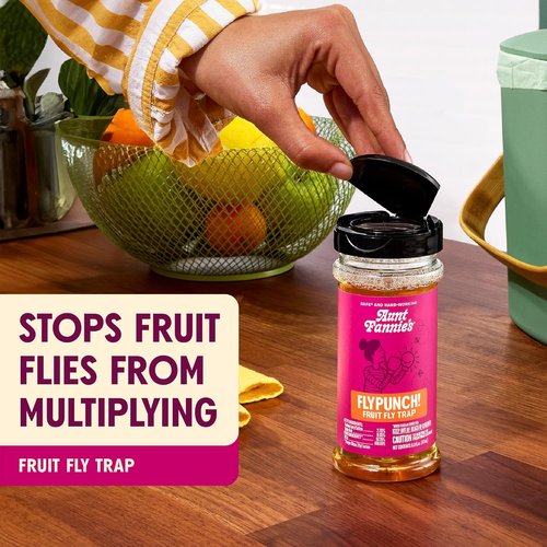 Aunt Fannie's FlyPunch Fruit Fly Trap - Plant-Based, Safe for Food, Lasts 30 Days | 1 Bottle