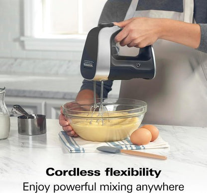Hamilton Beach Professional Cordless Electric Hand Mixer - Infinite Speed Control, LCD Screen, Quick Recharge, Black