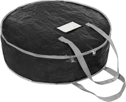Propik Wreath Storage Bag - Tear-Resistant Holiday Container with Heavy-Duty Handles | 30” x 30” x 8” (Black)