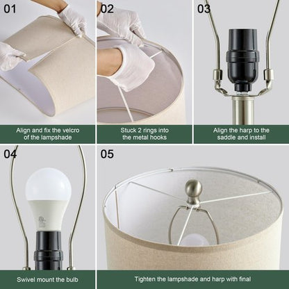 Ireliare Living Room Lamps Set of 2, 25.8" Ceramic Table Lamps for Bedrooms with Linen Shade, Modern Farmhouse Lamps for Nightstand with Rotary Switch