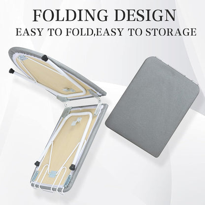 ZOES HOMEWARE Portable Ironing Board - Foldable Tabletop Design with Heat Resistant Cover | 31.5"x11.8"x7", Grey