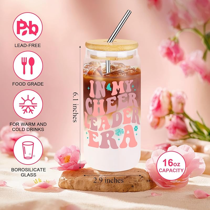 Cheerleader Gifts Set - 16oz Cup, Waist Bag, Socks & Sticker Gift Bundle