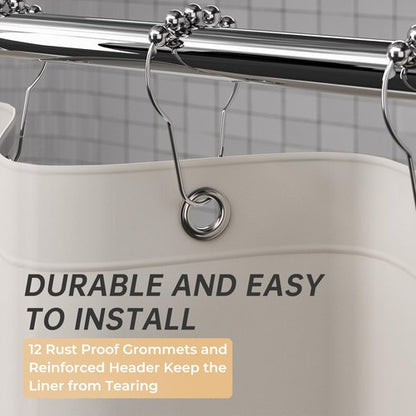 AmazerBath Thick PEVA Shower Curtain - Tan, Waterproof 72x72, Heavy Duty with 3 Weighted Stones and 12 Grommets