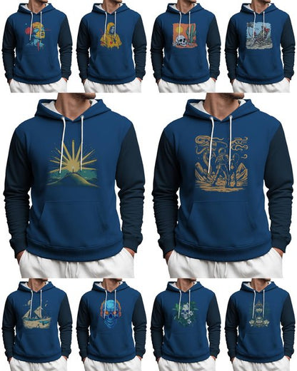 MARSVOVO Casual Mens Graphic Hoodies Classic Comfortable Drawstring Pullover Plus Size Loose Fit Fashion Sweatshirt Basic Long Sleeve Spring Fall Sweatshirt with Pocket Sun and Skull,3XL