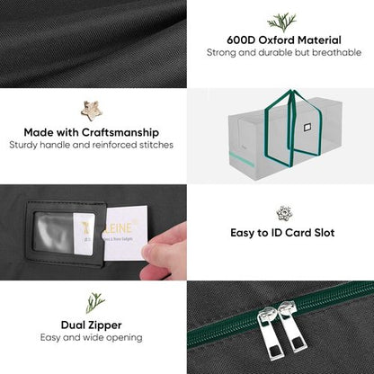 BALEINE Christmas Tree Storage Bag - Heavy Duty 900D Oxford Fabric, Extra Large with Dual Zippers (Black)
