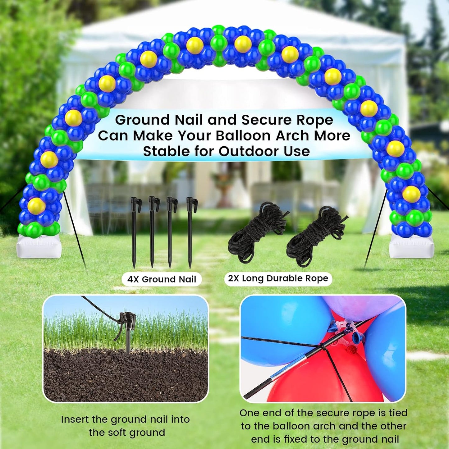 Voircoloria Balloon Arch Kit - 10ft Improved Stand with Base & Pumps for Weddings, Graduations & Parties