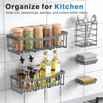 EUDELE Rustproof Stainless Steel Shower Caddy - No Drill Adhesive Organizer with Large Capacity | XL Size for Bathroom & Kitchen Storage