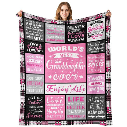Granddaughter Blanket 60x80 Gift from Grandma, Pink Flannel Throw - Christmas Gift Idea, Variation: Granddaughter Gifts+60x80
