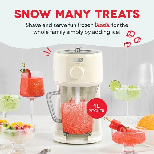 Dash Deluxe Shaved Ice & Slushy Maker - Easy Slushy & Snow Cone Machine - Includes Pitcher & Recipe Guide - Cream