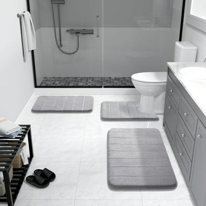 Yimobra Memory Foam Bath Mat, Super Soft Absorbent Bathroom Rug Non Slip, Quick Dry, Machine Washable Floor Carpet for Tub Shower, Home Decor Accessories, 24x17, Grey