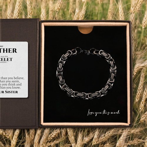 Love You This Much To My Brother Steel Bracelet - 6mm Sentimental Gift for Brother's Birthday