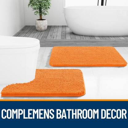 OLANLY Bathroom Rugs 44x32, Extra Soft Absorbent Chenille Bath Rugs, Rubber Backing Quick Dry, Machine Washable Bath Mats for Bathroom Floor, Tub and Shower, Home Decor Accessories, Orange