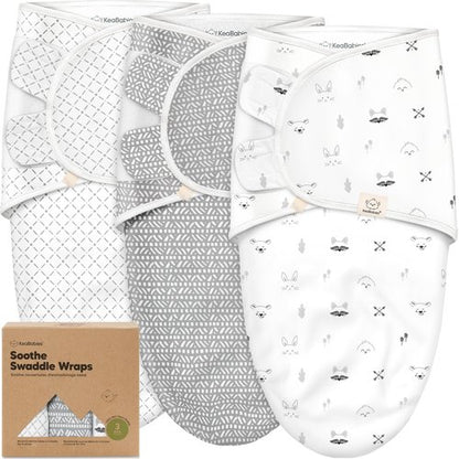 3-Pack Organic Baby Swaddle Sleep Sacks - Swaddles for Newborns, Infant 3-6 Months, Baby Girls, Boys, Soft & Snug Newborn Sleep Sack, Nursery Swaddling Blankets (Nordic, L)