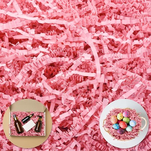 Darfukei Easter Crinkle Paper Filler, Valentine's Day Shredded Paper For Gift Baskets 1/2LB (8 oz) , Pink Mother's Gifts Day Baskets Grass, Crinkle Cut Papers Shred For Birthdays, Weddings,Boxes Bags, Basket Filler ,Anniversaries,Gift Wrapping