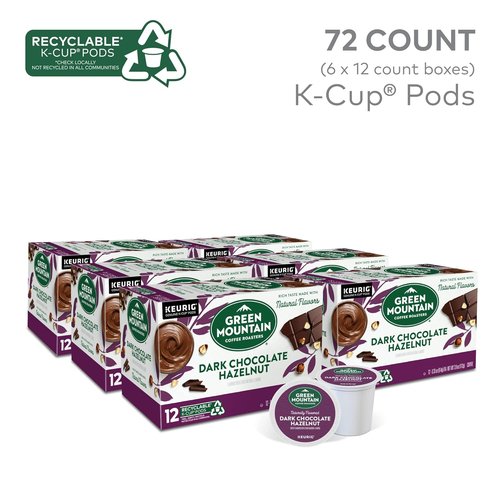 Green Mountain Coffee Roasters Dark Chocolate Hazelnut Coffee | 72 Keurig K-Cup Pods for Rich Flavor