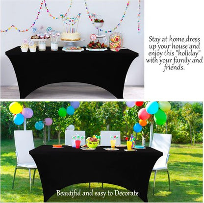 Black Spandex Table Cover by [Brand Name] - Fitted, Washable & Wrinkle Resistant 4ft Rectangle for Events & Parties