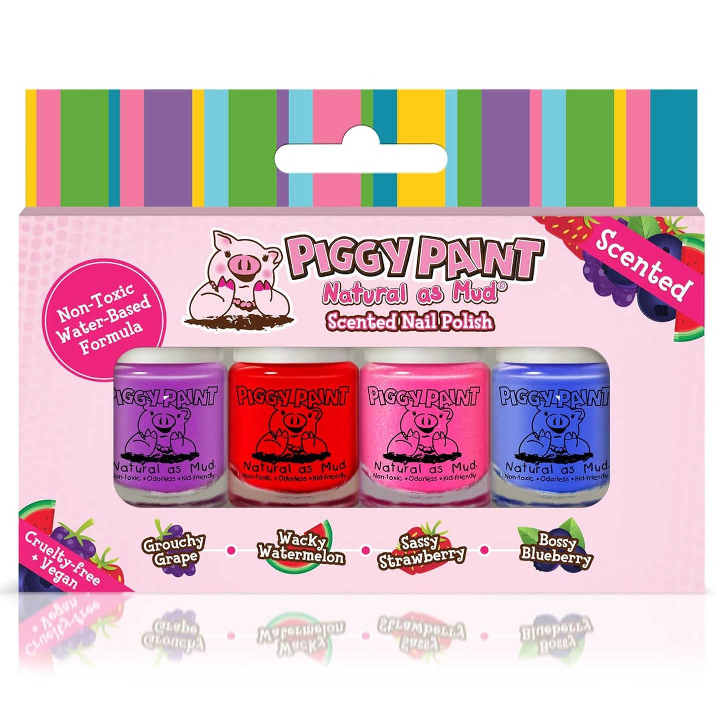 PIGGY PAINT Non-Toxic Girls Nail Polish Set - Safe, Chemical-Free & Scented | 4 Color Collection