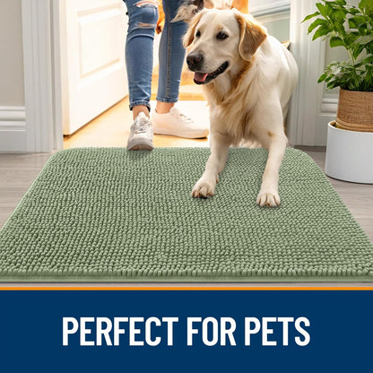 OLANLY Dog Door Mat - Absorbent Non-Slip Mud Mat for Indoor Use | 35x24 Inches, Sage Green