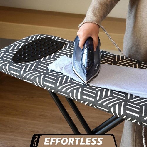 Caius Ironing Board - Compact Full-Size Design | Extra Wide Area & Heavy-Duty Padded Cover