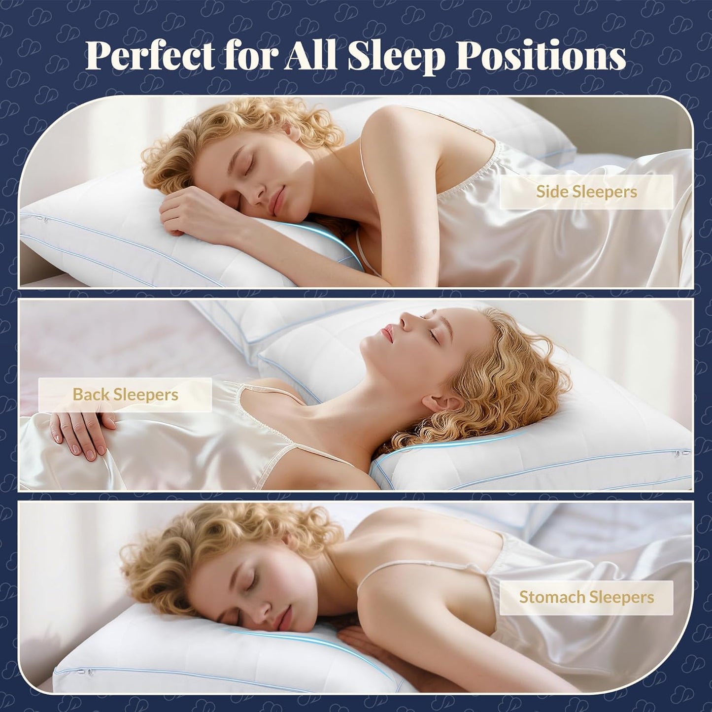 Skiennix Adjustable Bed Pillow - Queen Size Hotel Pillow with 3 Removable Inserts for All Sleep Positions