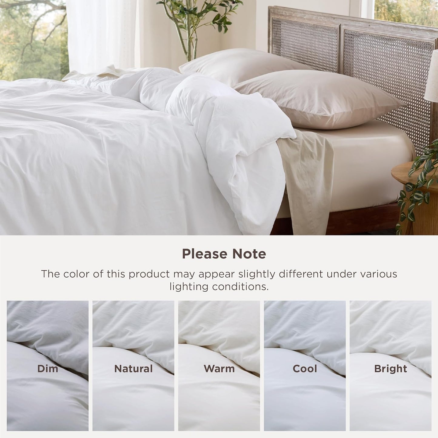 Bedsure Duvet Cover - Extra Soft Prewashed Cotton-Like Polyester, King Size 104x90 Inches, White