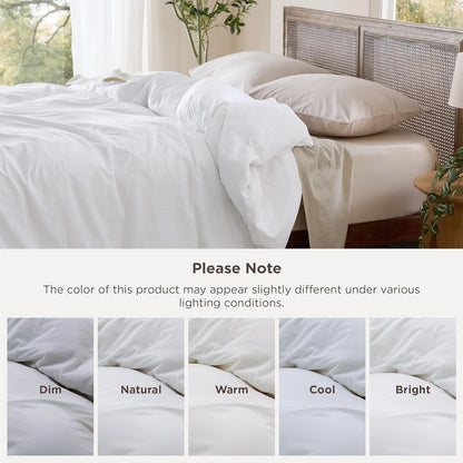 Bedsure Duvet Cover - Extra Soft Prewashed Cotton-Like Polyester, King Size 104x90 Inches, White