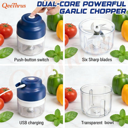 Skiennix Mini Electric Food Chopper - Versatile Vegetable, Onion & Garlic Processor with Container