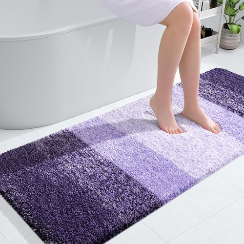 OLANLY Bathroom Rugs Mat 44x32, Extra Soft Absorbent Microfiber Bath Rugs, Rubber Backing, Quick Dry, Machine Washable Bath Mats for Bathroom Floor, Tub and Shower, Home Decor Accessories, Violet