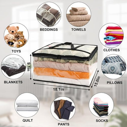 Clear Blanket Storage Bags by 6Pack - Durable Vinyl Organizers with Reinforced Handles | 40L for Bedding & Clothing