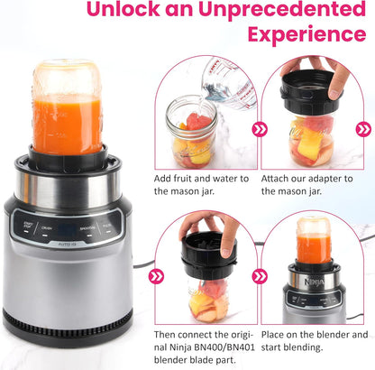 Ninja Nutri Pro BN401 Blender Adapter | Blend Directly in Glass Jar - Dishwasher Safe Attachment