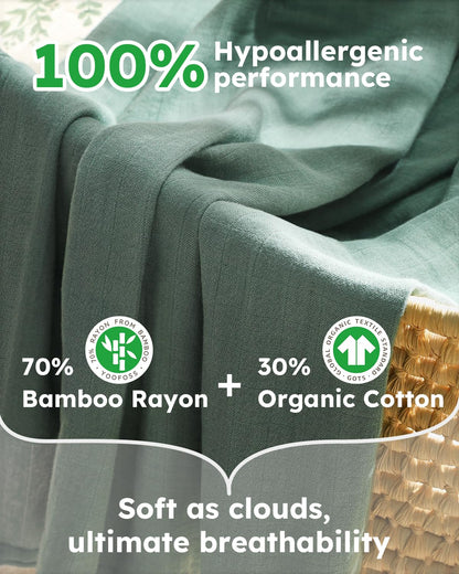 Yoofoss Organic Muslin Swaddle Blanket - Soft & Breathable 47 x 47 Inches for Newborns, Baby Boys & Girls