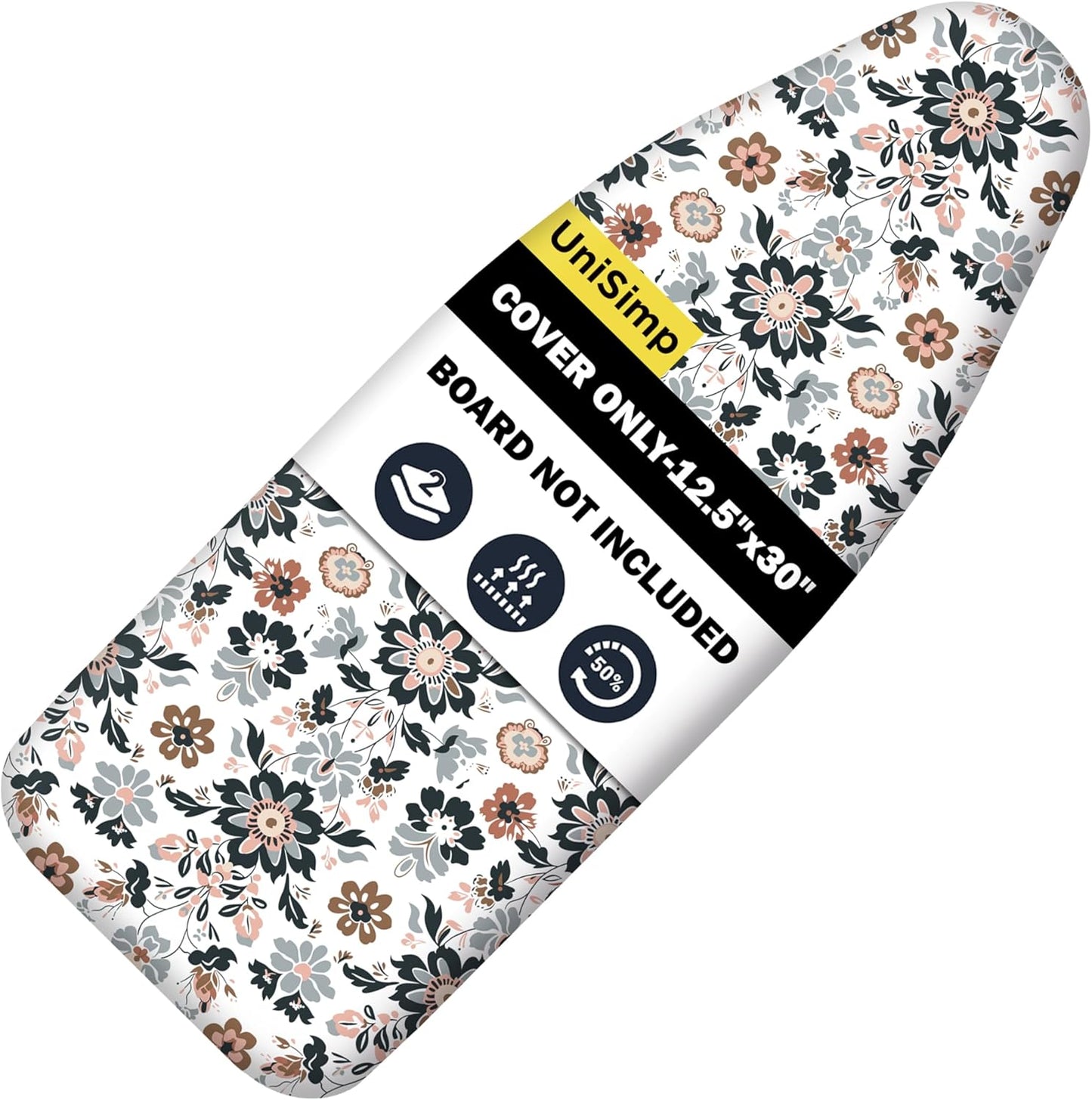 UniSimp Small Ironing Board Cover - Heat Resistant Cotton Canvas with Padding | 12.5"x30" Floral Design