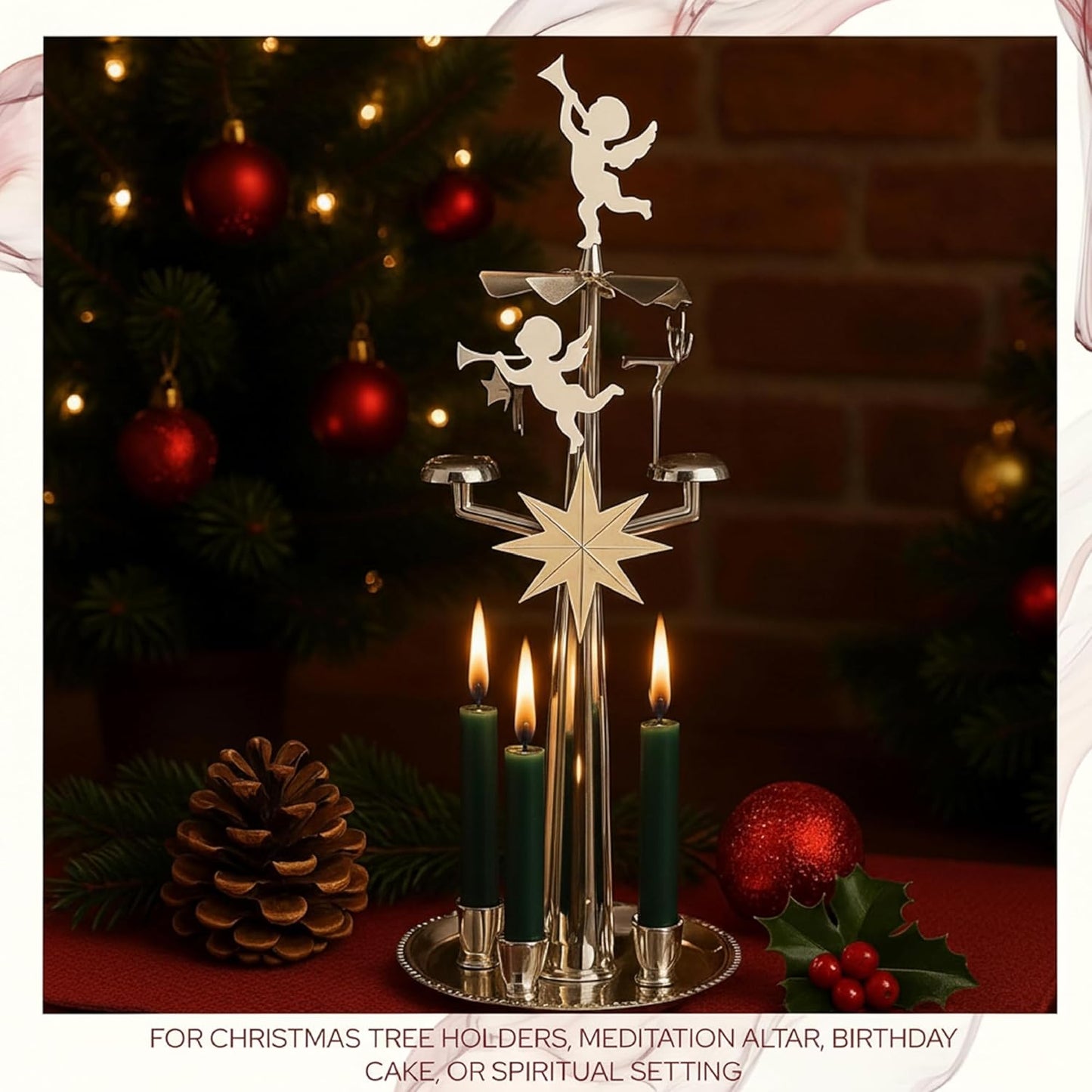 Biedermann & Sons Unscented Tree & Chime Candles - Long Burning, Pine Green, 4 Inch Tall | Set of 20