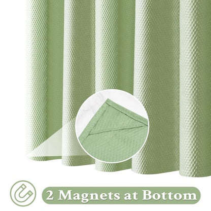 Tititex Solid Sage Green Cloth Fabric Shower Curtain Liner with 2 Magnets - Texture Soft Hotel Quality Waterproof Shower Liner, Light-Weight & Machine Washable 60x72 inch