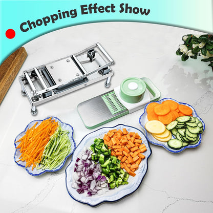 Skiennix All-in-1 Vegetable Chopper - 8 Blades Mandoline Slicer with Container | Stainless Steel Design