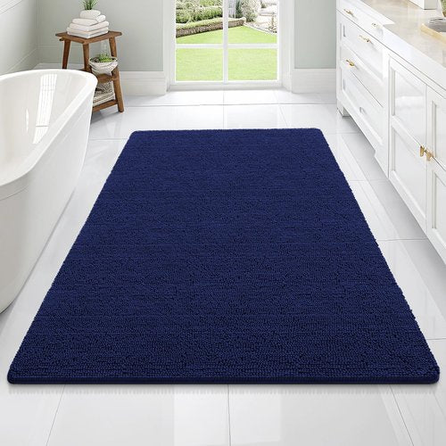 OLANLY Bathroom Rugs 70x46, Extra Soft Absorbent Chenille Bath Rugs, Rubber Backing Quick Dry, Machine Washable Bath Mats for Bathroom Floor, Tub and Shower, Home Decor Accessories, Twilight Sapphire