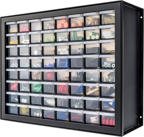 IRIS USA Small Parts Storage Cabinet - 64-Drawer Organizer for Hardware, Crafts & More | Black