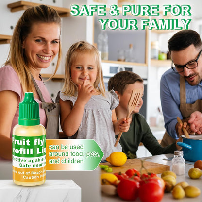 Qualirey Fruit Fly Trap Refill Liquid - 6 Pack, Non-Toxic Bait Safe for Pets & Kids, 0.68oz Each