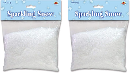 Beistle Sparkling Fake Snow - 4 Ounces of Artificial Winter Decoration for Christmas Crafts | White