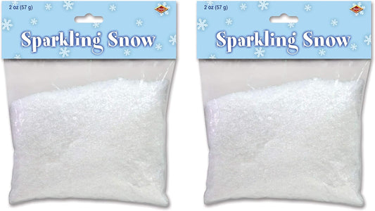 Beistle Sparkling Fake Snow - 4 Ounces of Artificial Winter Decoration for Christmas Crafts | White
