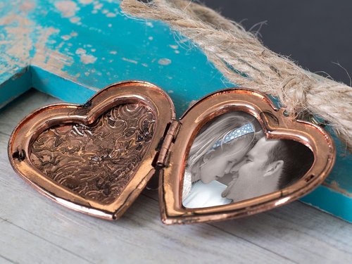 Cottage Garden Petite Locket Music Box - Distressed Teal, Plays Amazing Grace, Inspirational Gift