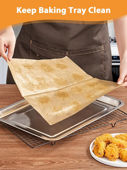 SMARTAKE Pop-Up Parchment Paper Sheets - 200 Pcs Non-Stick Baking Paper, 10.7x15 Inch, Unbleached